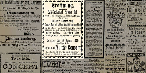 Zeitungsartikel Hotel Eurener Hof seit 1906 in Trier im Stadtteil Euren an der Mosel